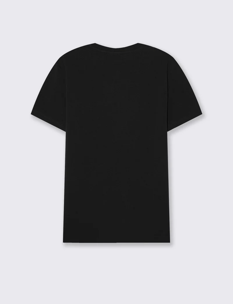 T-SHIRT BASIC IN COTONE ELASTICIZZATO SLIM FIT - Nero