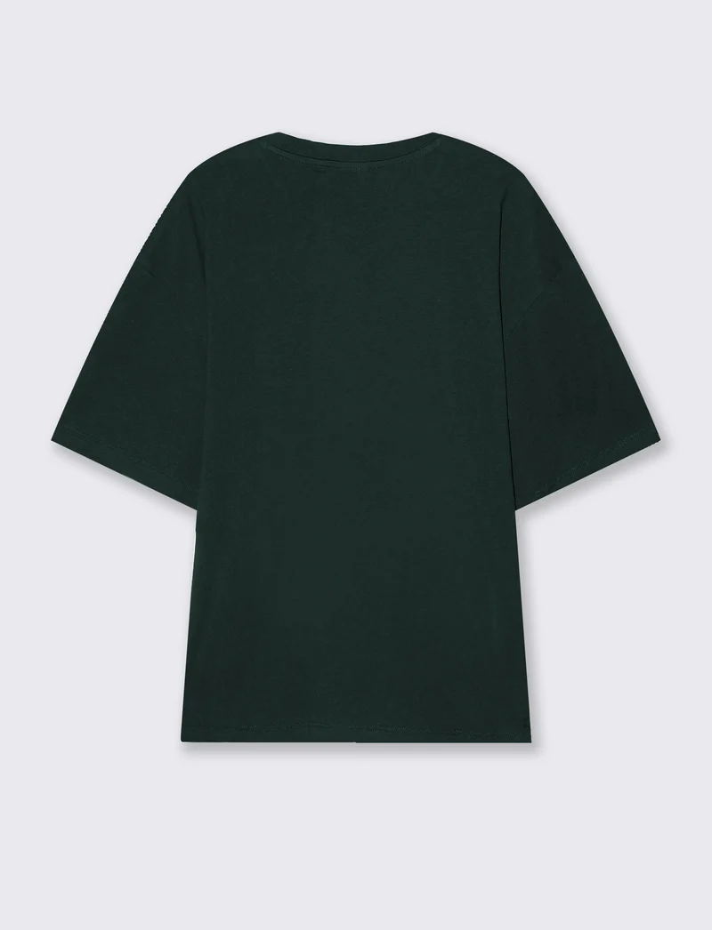 T-SHIRT BASIC IN COTONE BOXY FIT - Verde scuro