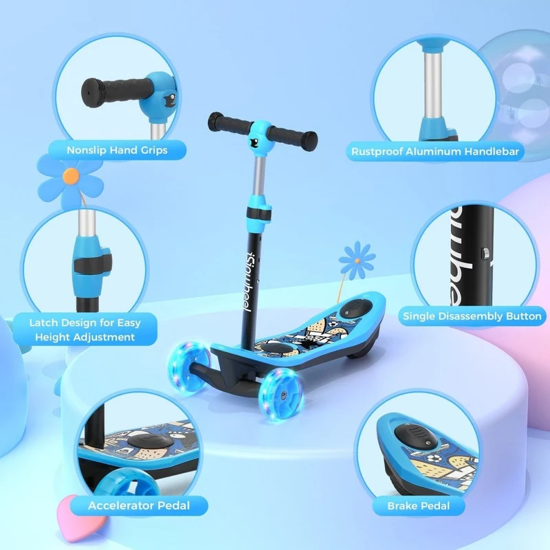 ISINWHEEL Mini Pro Kids 3 Wheel Electric Scooter 60W Motor 12.8-14.6V 5Ah Battery (2 IN 1 Designㄘ