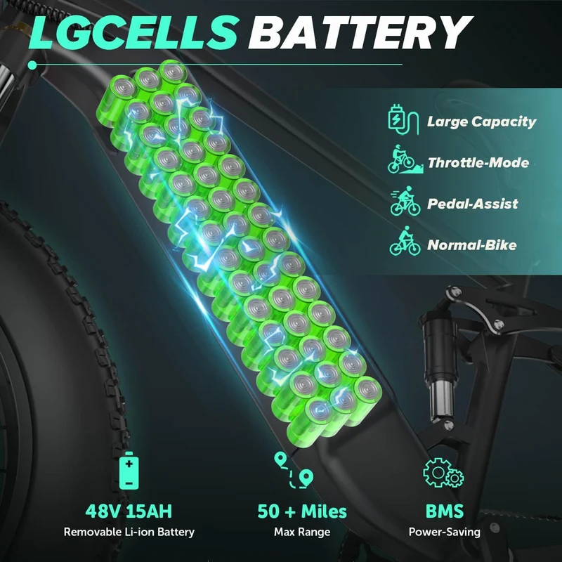 CYCROWN Ultra 26" Fat Tire Electric Mountain Bike 1000W Motor 48V 15Ah Battery