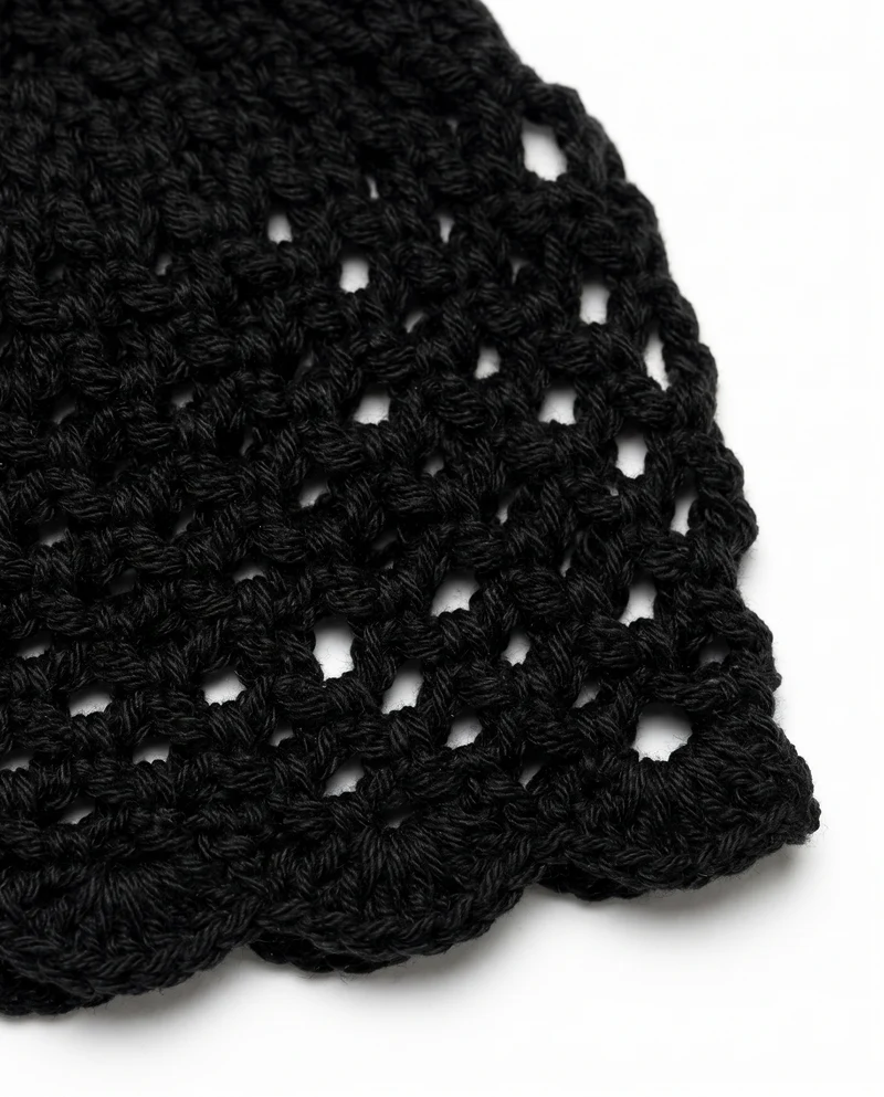 Cappello donna cuffia crochet basic - Nero