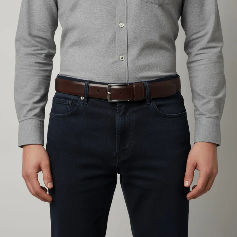 Cintura uomo basic effetto tamponato - Marrone
