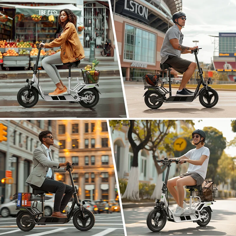 ISINWHEEL HyperX 14" Electric Scooter with Seat & Basket 700W Motor 48V 10Ah Battery