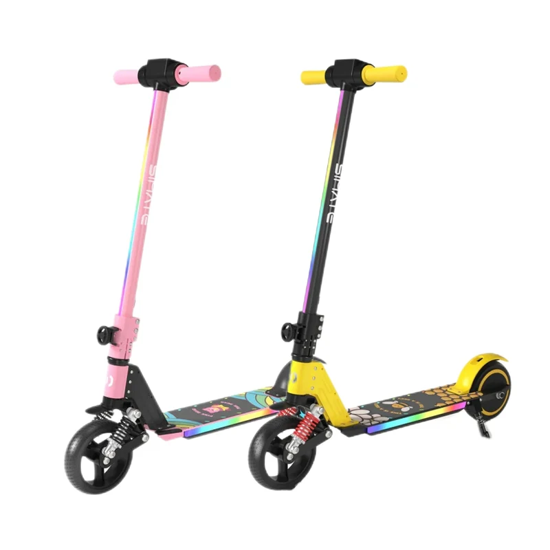 SIMATE S5 6.5" Kid's Foldable Colorful Body Lights Electric Scooter 130W Motor 24V 2.5Ah Battery (New)
