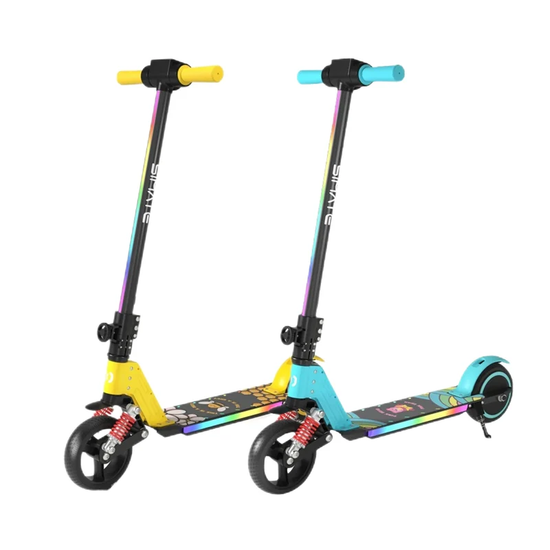 SIMATE S5 6.5" Kid's Foldable Colorful Body Lights Electric Scooter 130W Motor 24V 2.5Ah Battery (New)