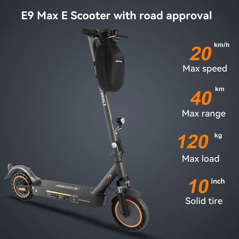 HONEYWHALE E9 Pro Max 10" Foldable Electric Scooter 500W Motor 36V 10Ah Battery (ABE)