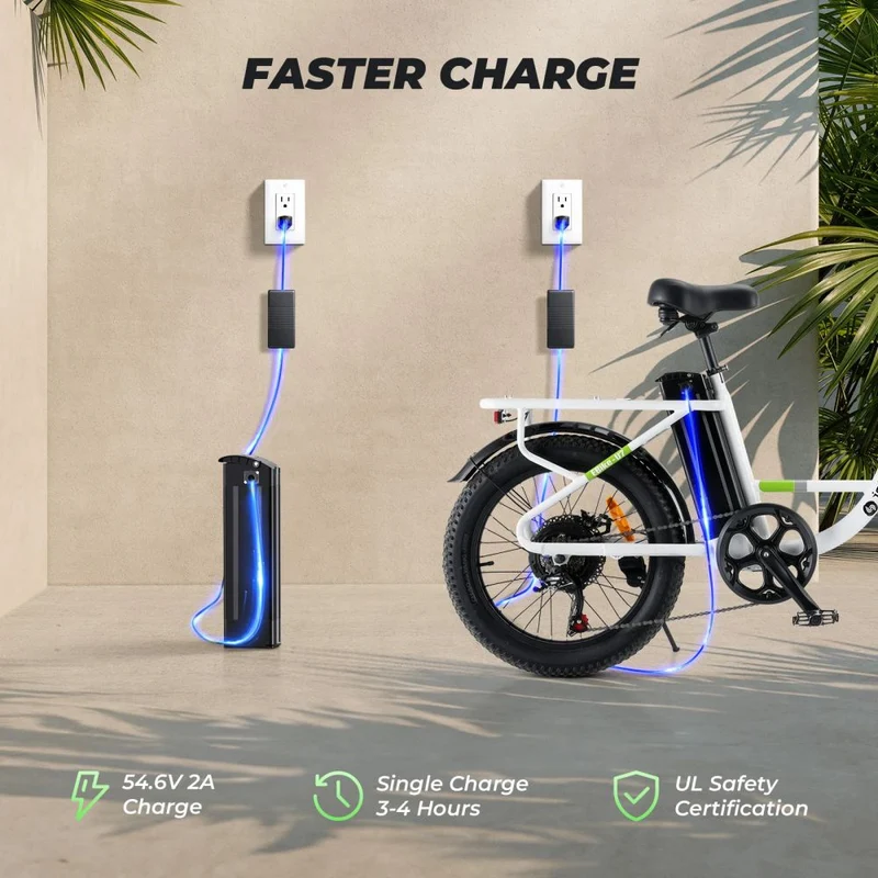 ISINWHEEL U7 20" Step-Thru Cargo Electric Bike 500W Motor 48V 10.4Ah Battery