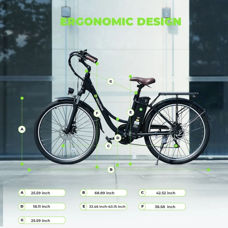 ISINWHEEL U2 26" Cruiser Commuting Electric Bike 500W Motor 36V 13Ah Battery