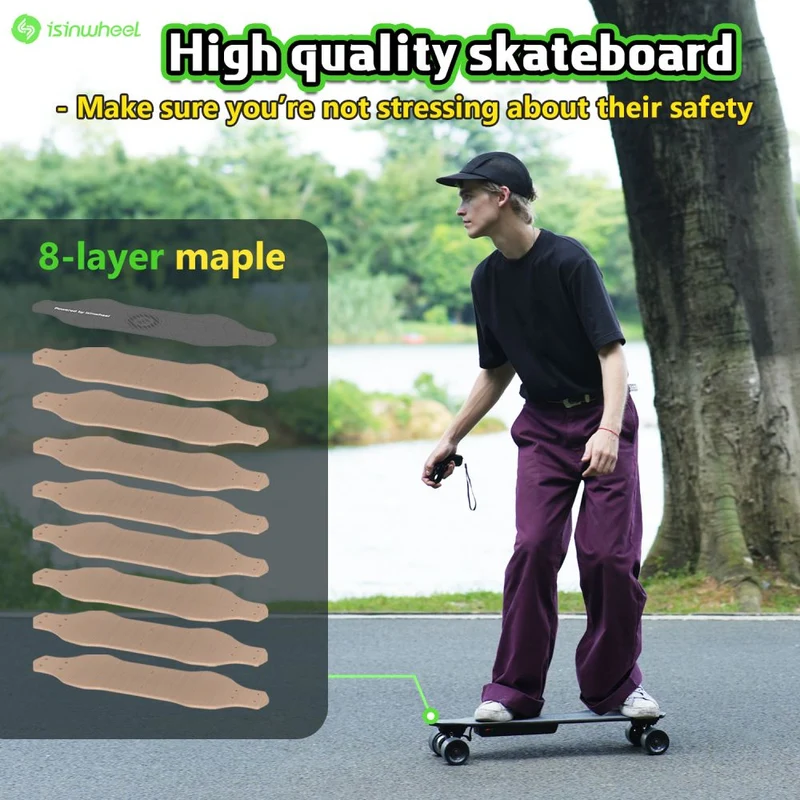 ISINWHEEL V6 Electric Skateboard with Remote Control 450W Motor 25V 2Ah Battery