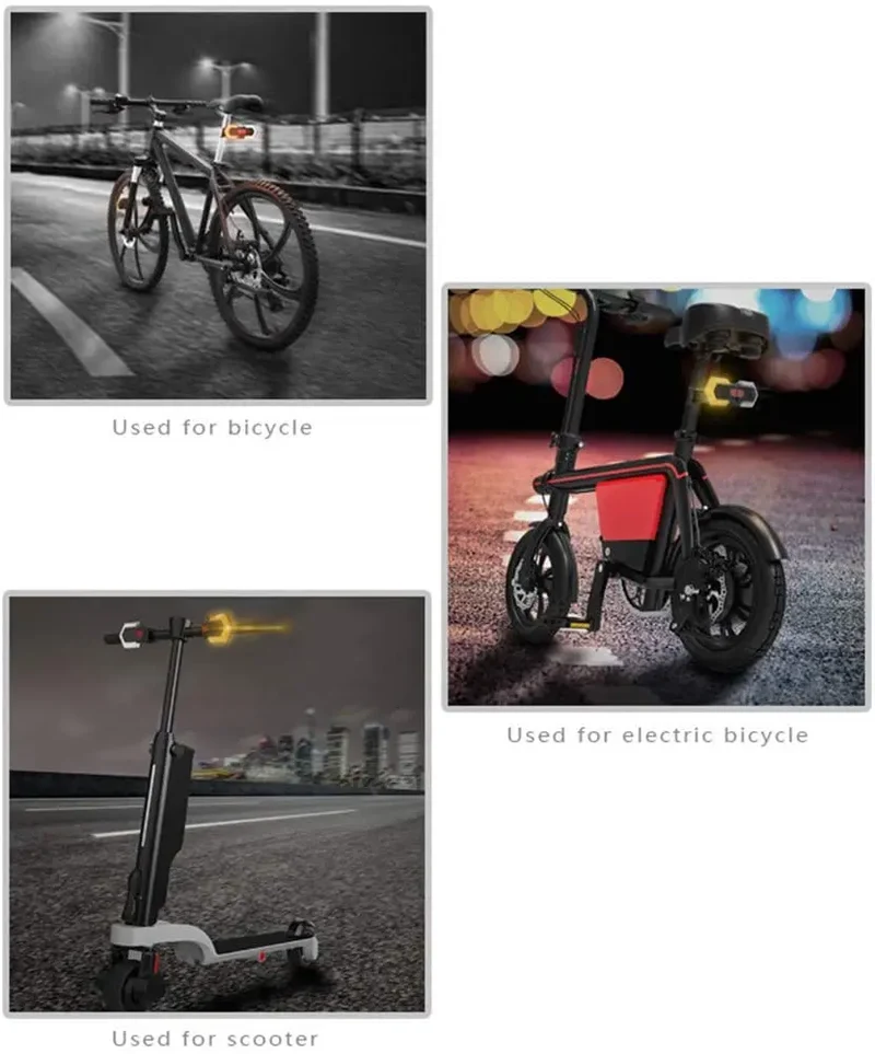 FRECCE 4 Indicatori di Direzione per Bici e monopattini elettrici Fanale Anteriore E Posteriore con Telecomando, Ricarica USB