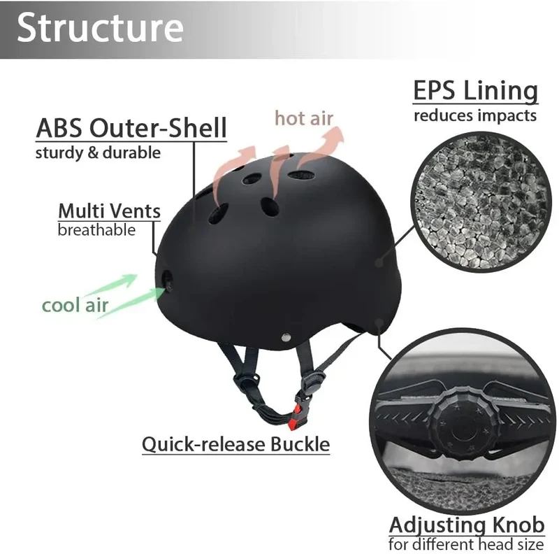 CASCO NERO OEM ideale per Monopattini, skate e Bici, Ebike bicicletta elettrica