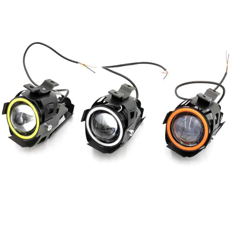 FARETTO Luce supplementare U7 LED angel eye bianco fendinebbia moto faro anteriore per bici 3 modalità anabbagliante strobo 125w 3000lm smartbomb