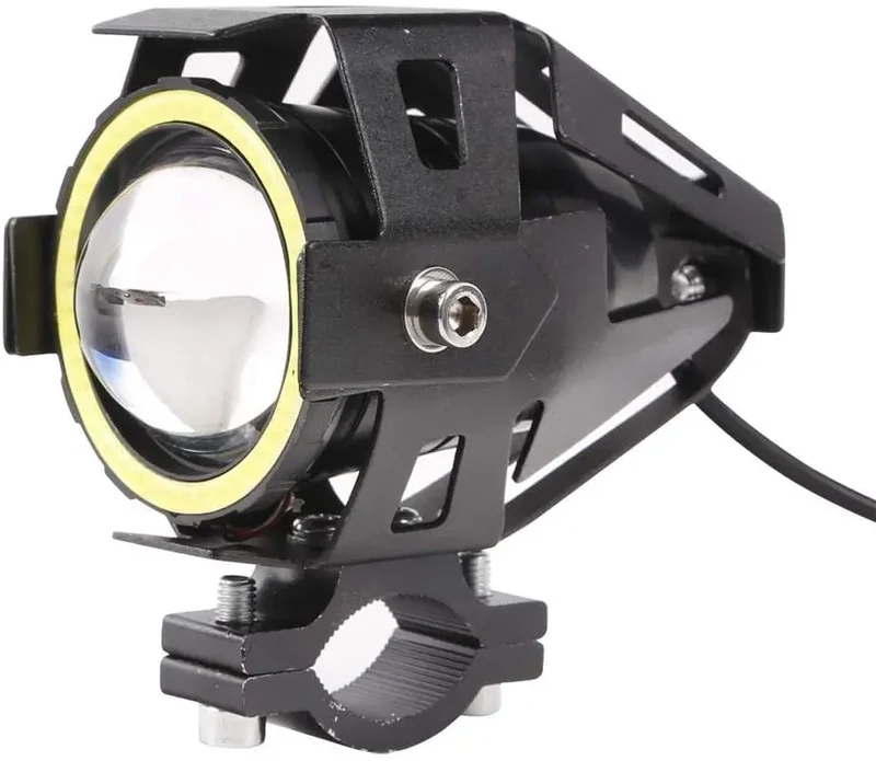 FARETTO Luce supplementare U7 LED angel eye bianco fendinebbia moto faro anteriore per bici 3 modalità anabbagliante strobo 125w 3000lm smartbomb