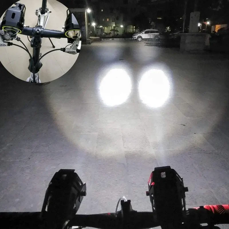 FARETTO Luce supplementare U7 LED angel eye bianco fendinebbia moto faro anteriore per bici 3 modalità anabbagliante strobo 125w 3000lm smartbomb