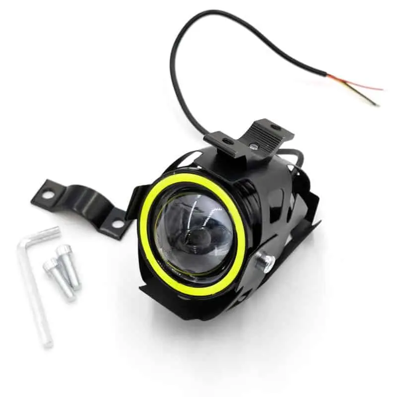 FARETTO Luce supplementare U7 LED angel eye bianco fendinebbia moto faro anteriore per bici 3 modalità anabbagliante strobo 125w 3000lm smartbomb