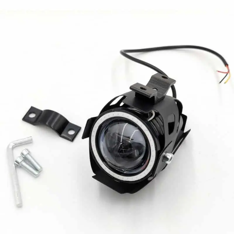 FARETTO Luce supplementare U7 LED angel eye bianco fendinebbia moto faro anteriore per bici 3 modalità anabbagliante strobo 125w 3000lm smartbomb