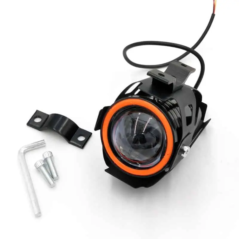 FARETTO Luce supplementare U7 LED angel eye bianco fendinebbia moto faro anteriore per bici 3 modalità anabbagliante strobo 125w 3000lm smartbomb