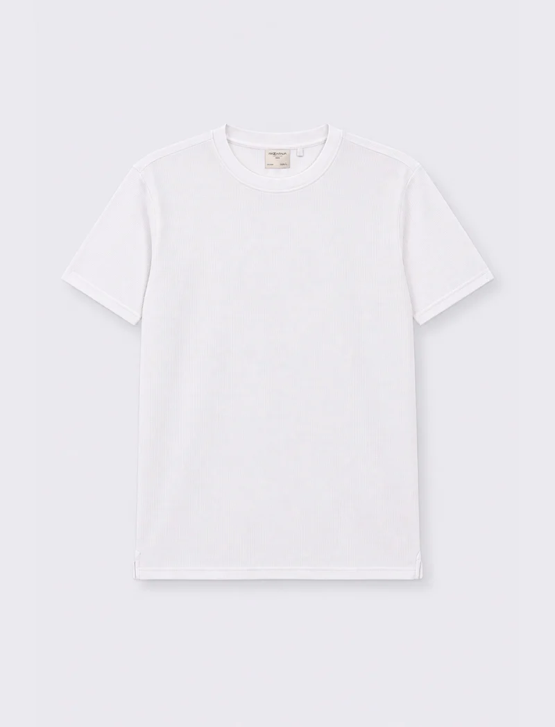 T-SHIRT WAFFLE REGULAR FIT - Bianco