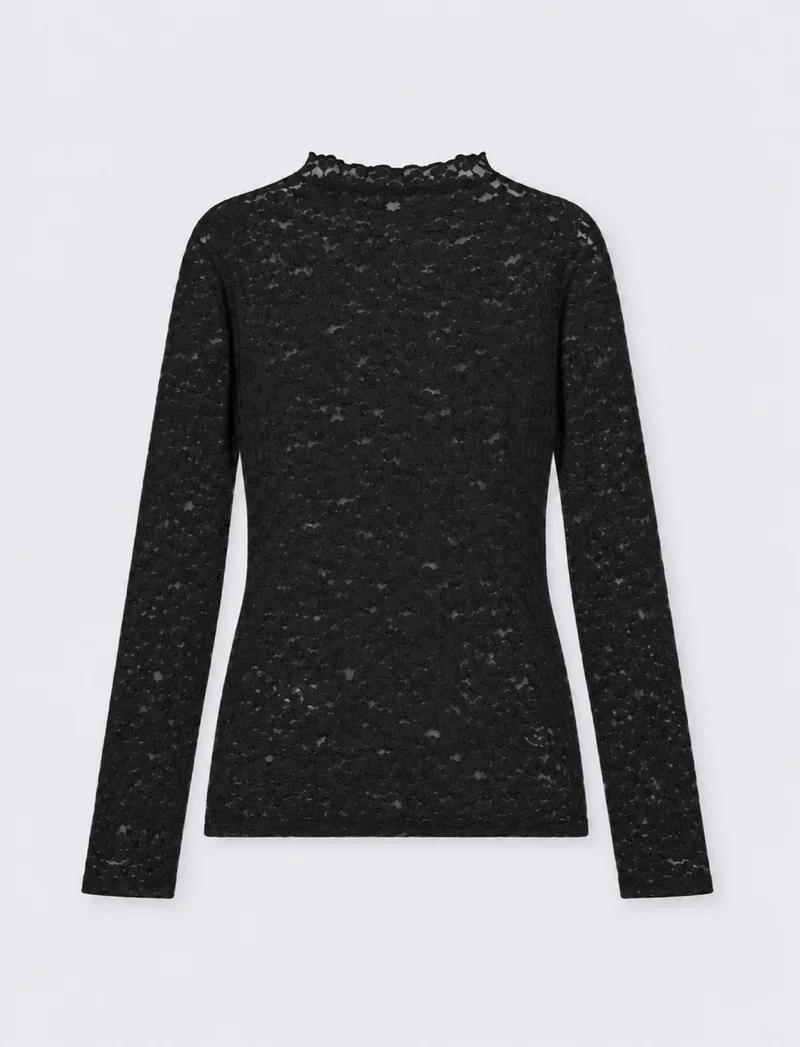 T-SHIRT ML PIZZO - Nero