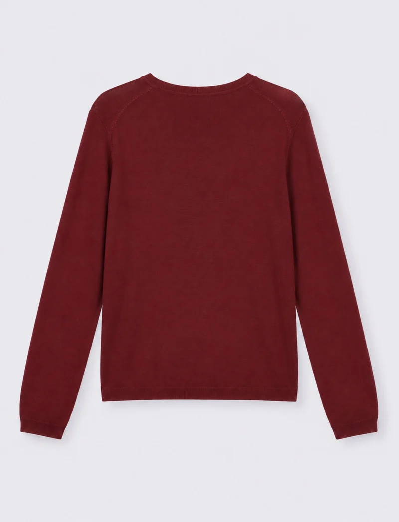MAGLIA ML SCOLLO V - Rosso rubino