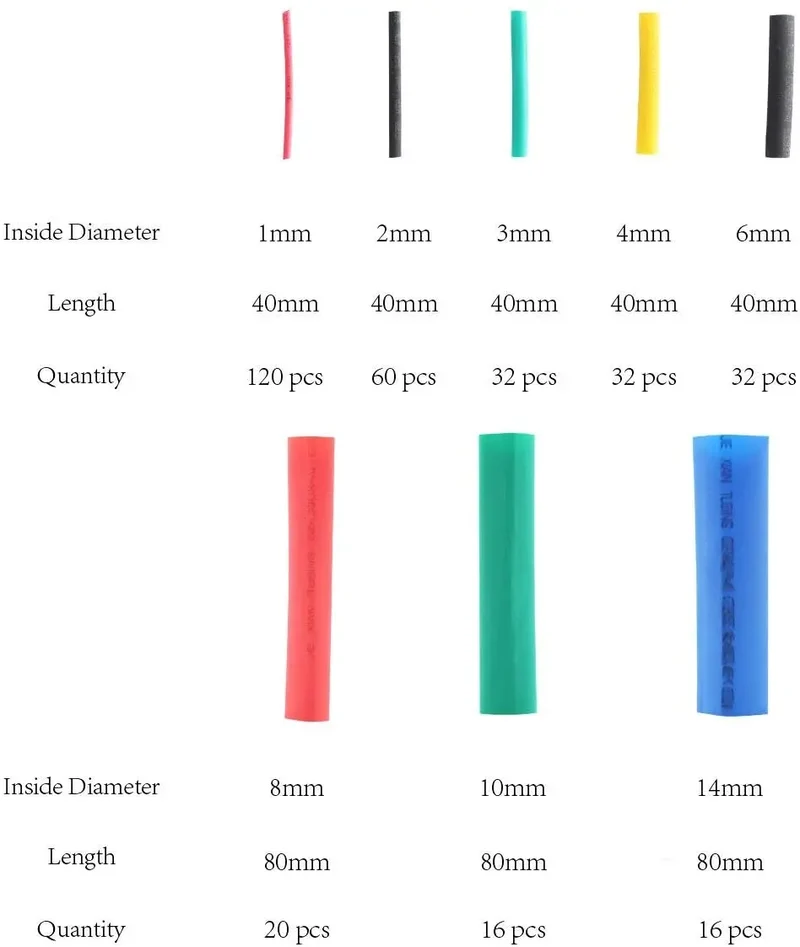 Set di tubi termorestringenti per PC, SIM e NAT Ratio 2: 1 Set di tubi isolanti per guaine termorestringenti isolati termicamente