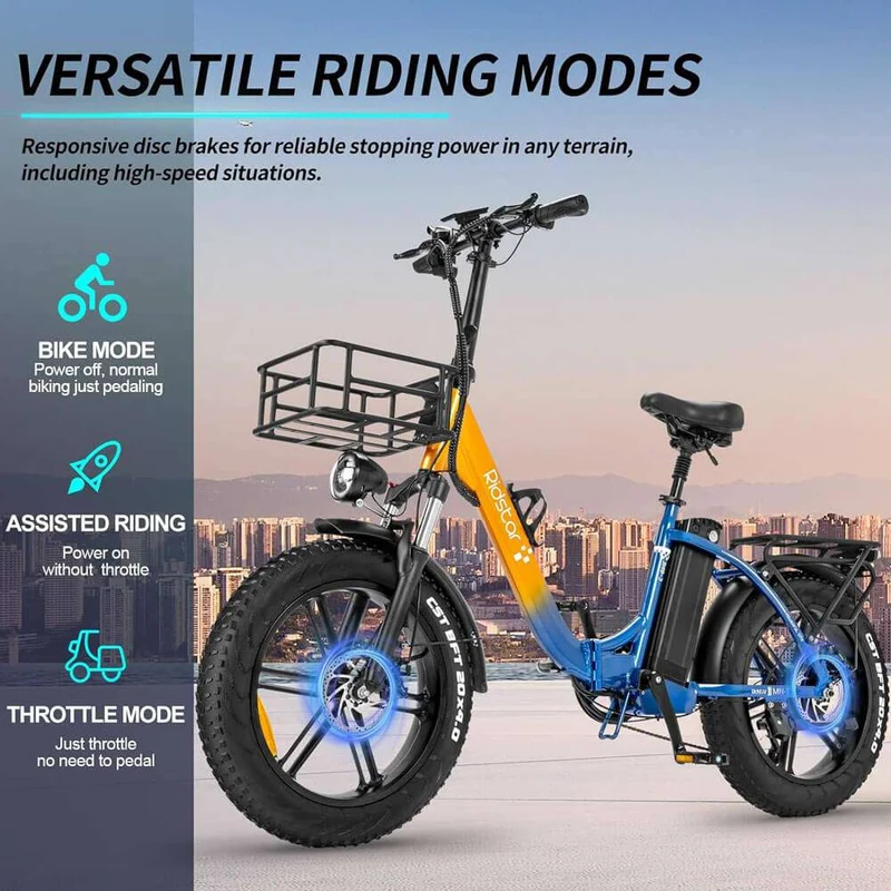 YVY MN20 20" Fat Tire Folding Electric Bike 1000W Motor 48V 15Ah/20Ah Battery