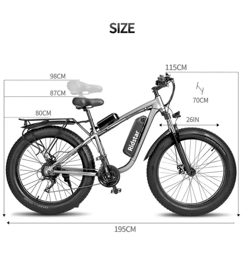YVY E26 26" Fat Tires Mountain Electric Bike 1500W Motor 48V 15.6Ah Battery