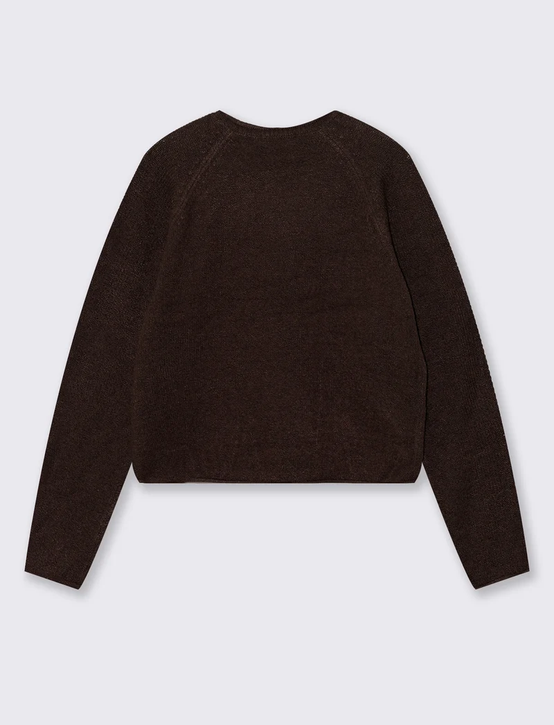 Pullover girocollo con manica raglan - Moro