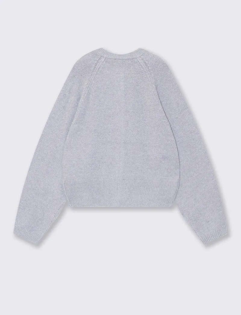 Cardigan girocollo manica a raglan - Azzurro cielo