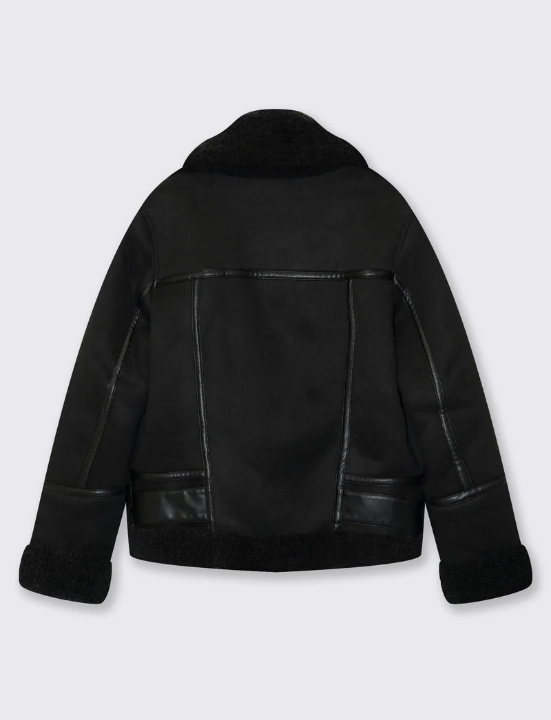 Chiodo imbottito con chiusura asimmetrica - Nero