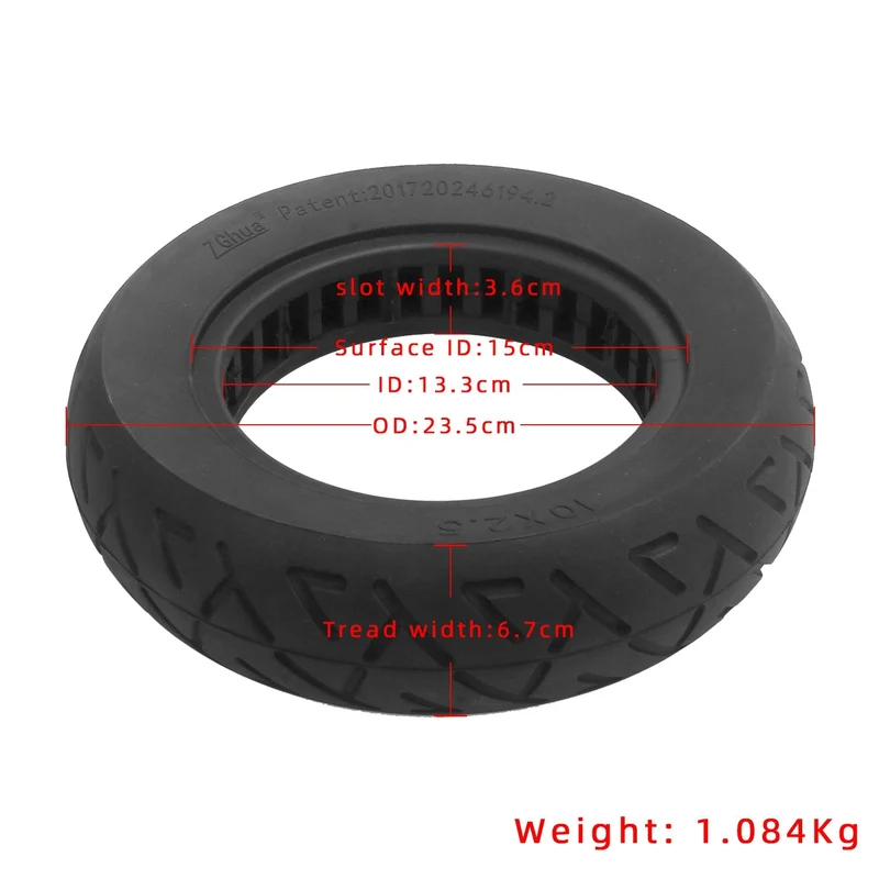 Pneumatico pieno gomma solida ruota 10x2.5-6.1 /255x80 /B34 pollici cerchi 34mm compatibile Kugoo Kirin KuKirin M4/M4 Pro e altri monopattini elettrici