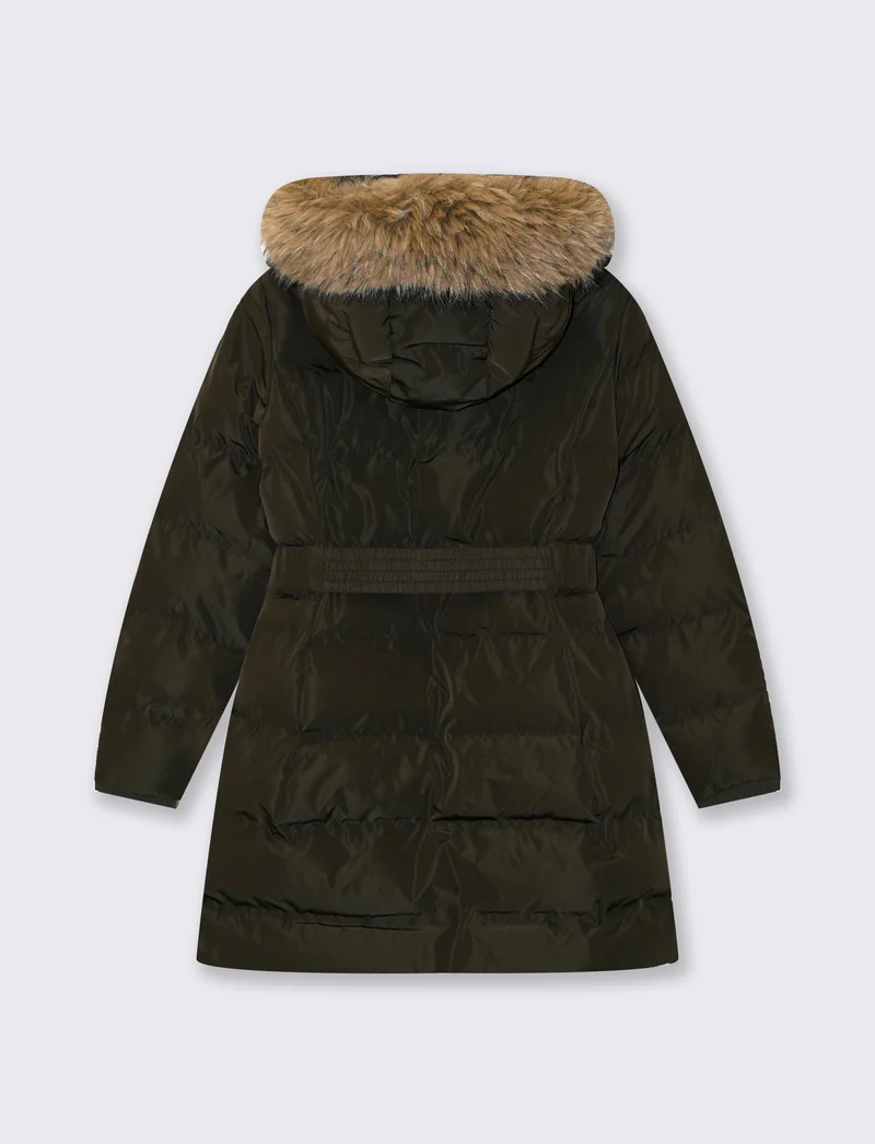 Giaccone lungo con cappuccio e pelliccia - Ve.milit.