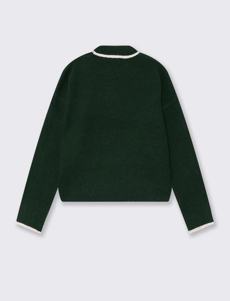 Pullover girocollo con colletto a contrasto - var 2