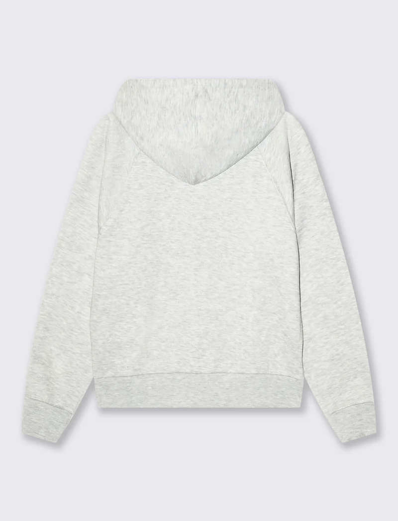 FELPA CON ZIP E CAPPUCCIO - Grigio chiaro mel.