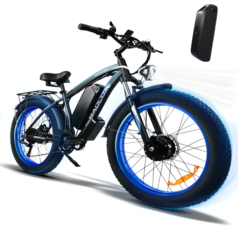 BAOLUJIE PLJ-2602 26" Fat Tire Mountain Electric Bike 2000W Dual Motors 48V 20Ah Battery