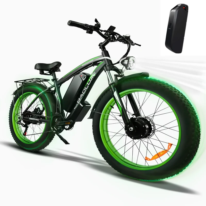 BAOLUJIE PLJ-2602 26" Fat Tire Mountain Electric Bike 2000W Dual Motors 48V 20Ah Battery