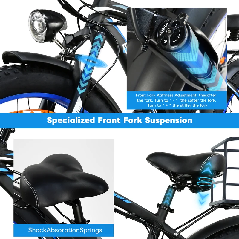 BAOLUJIE PLJ-2602 26" Fat Tire Mountain Electric Bike 2000W Dual Motors 48V 20Ah Battery