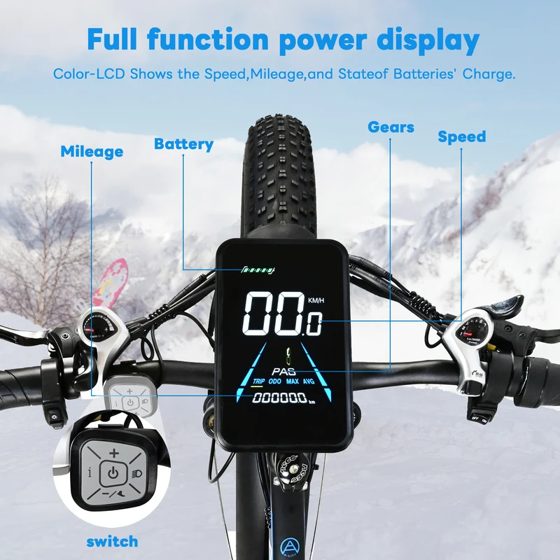 BAOLUJIE PLJ-2602 26" Fat Tire Mountain Electric Bike 2000W Dual Motors 48V 20Ah Battery