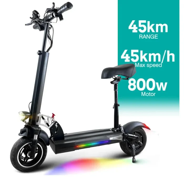 EMOKO HVD-3 10" Folding Electric Scooter 800w Motor 48V 15Ah Battery With Seat LED Light