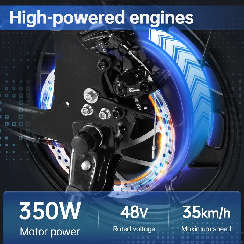 HONEYWHALE S6 Pro 14" Folding Electric Bike 350W Brushless Motor 48V 15Ah Battery