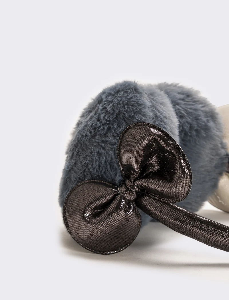 Copriorecchie con fiocco bambina - Argento