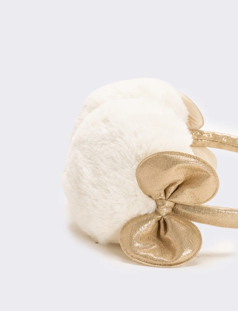 Copriorecchie con fiocco bambina - Oro