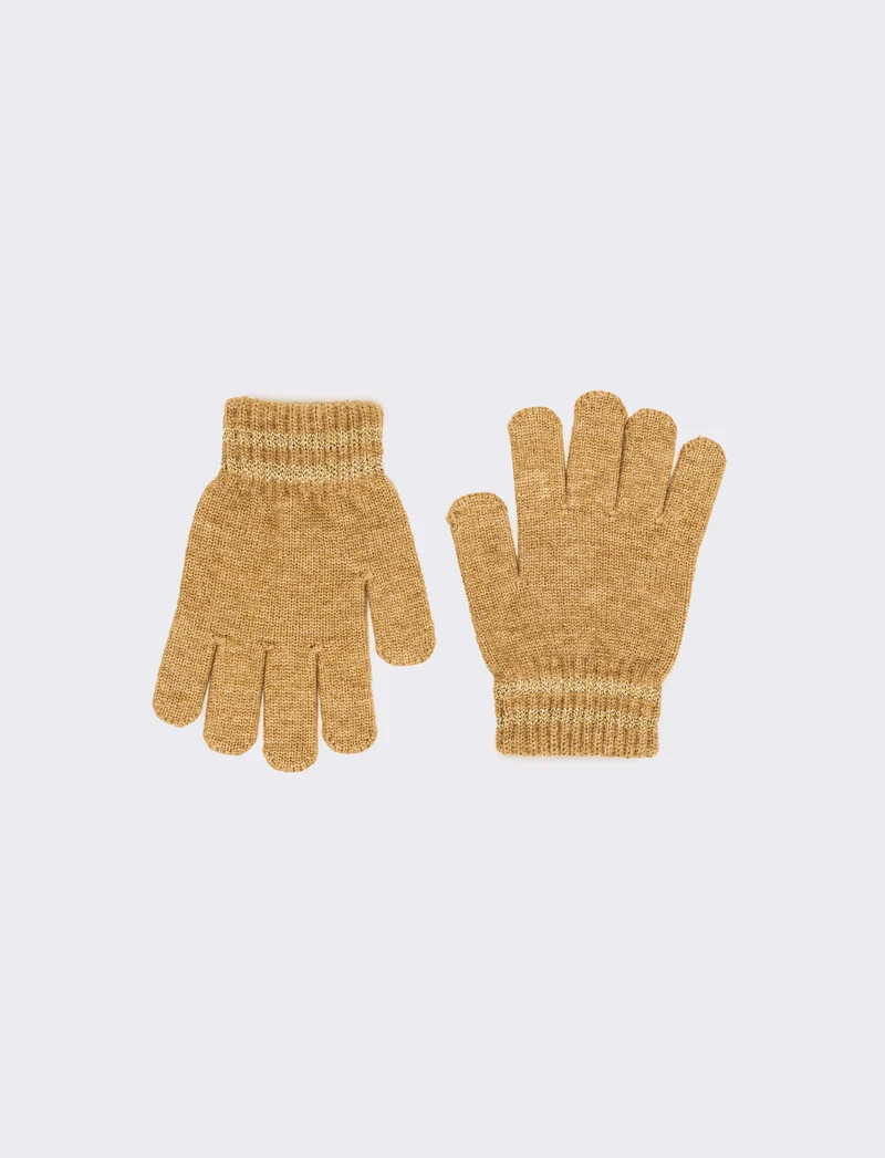Guanti con riga lurex - Beige