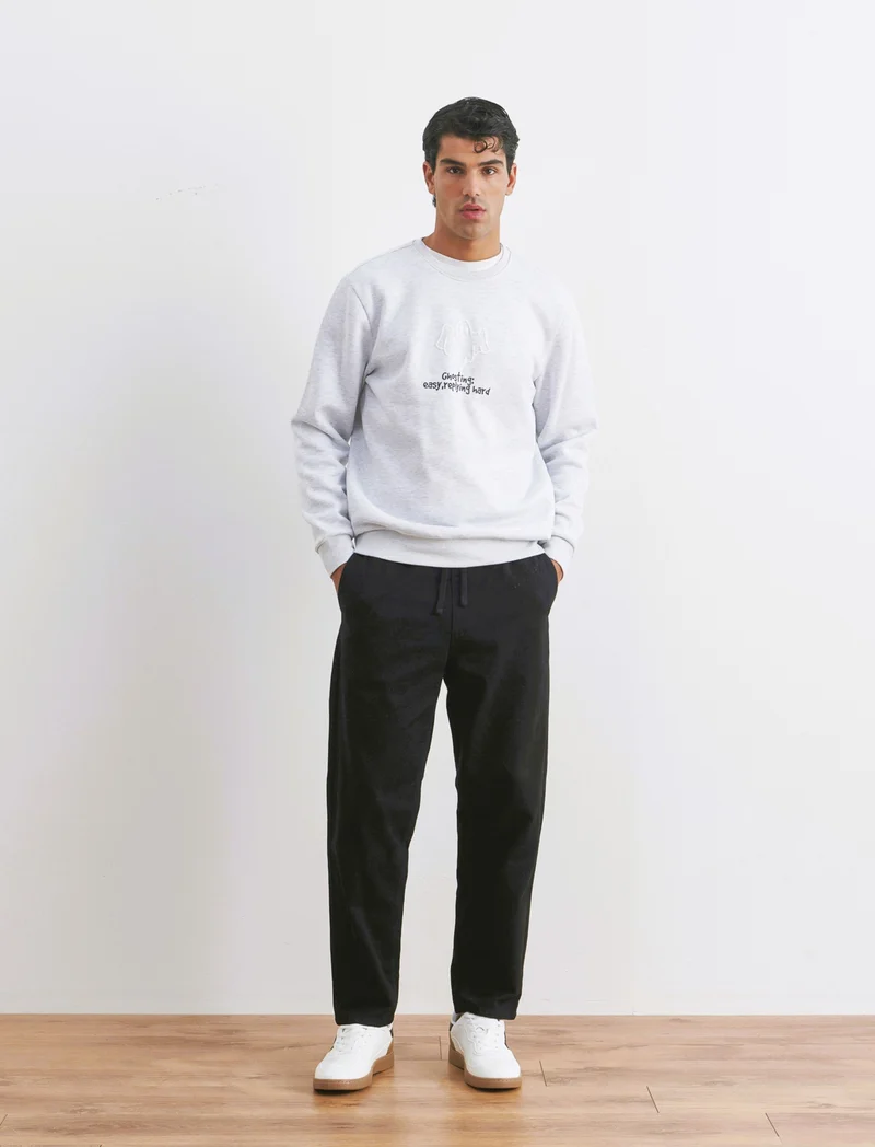 PANTALONI JOGGER EFFETTO DENIM - Nero