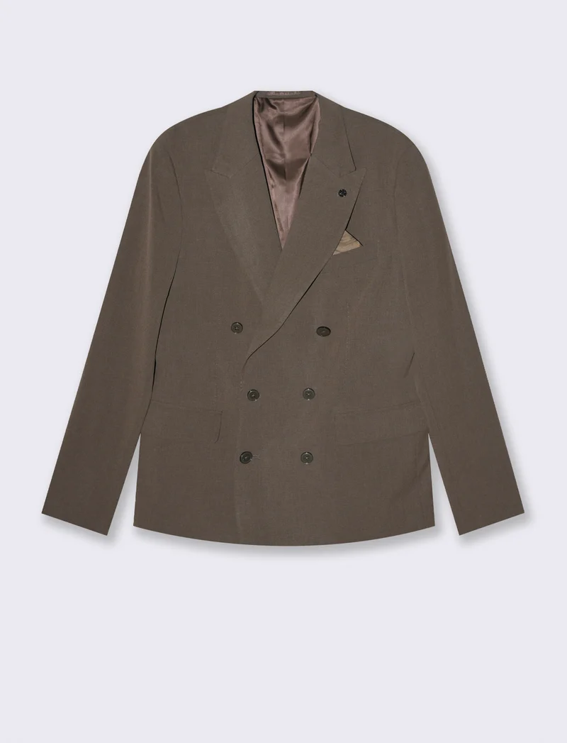 BLAZER DOPPIOPETTO DA COMPLETO FORMAL FIT - Grigio fango