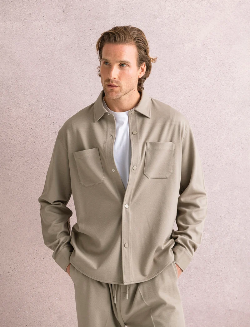 CAMICIA DA COMPLETO LAVORAZIONE JACQUARD - Beige