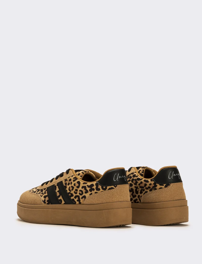 Sneakers leopardata da donna - Cammello