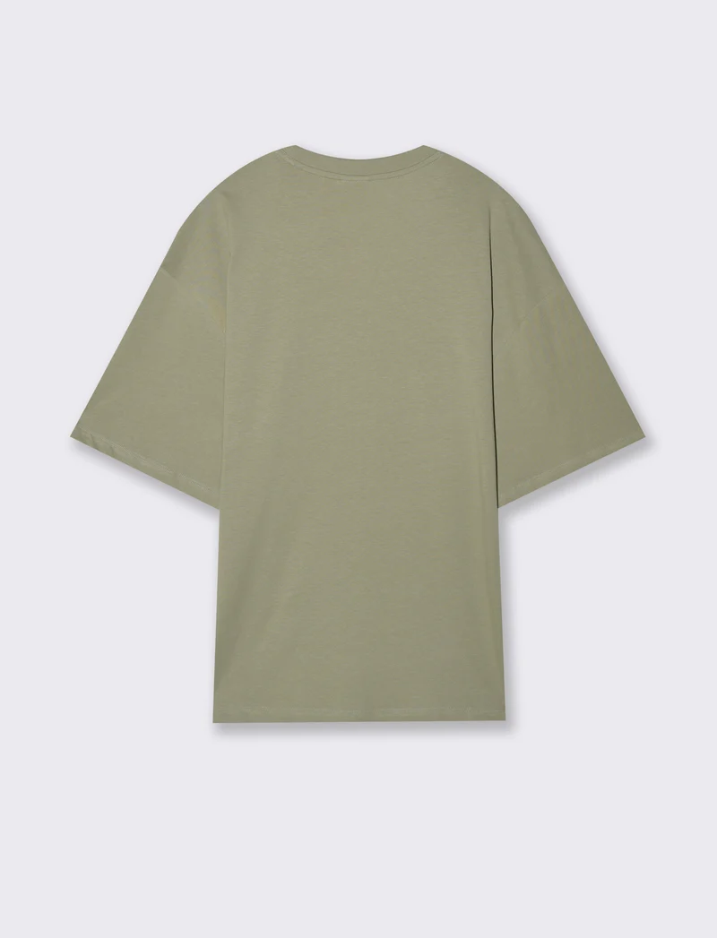 T-shirt boxy fit con ricamo - Verde salvia