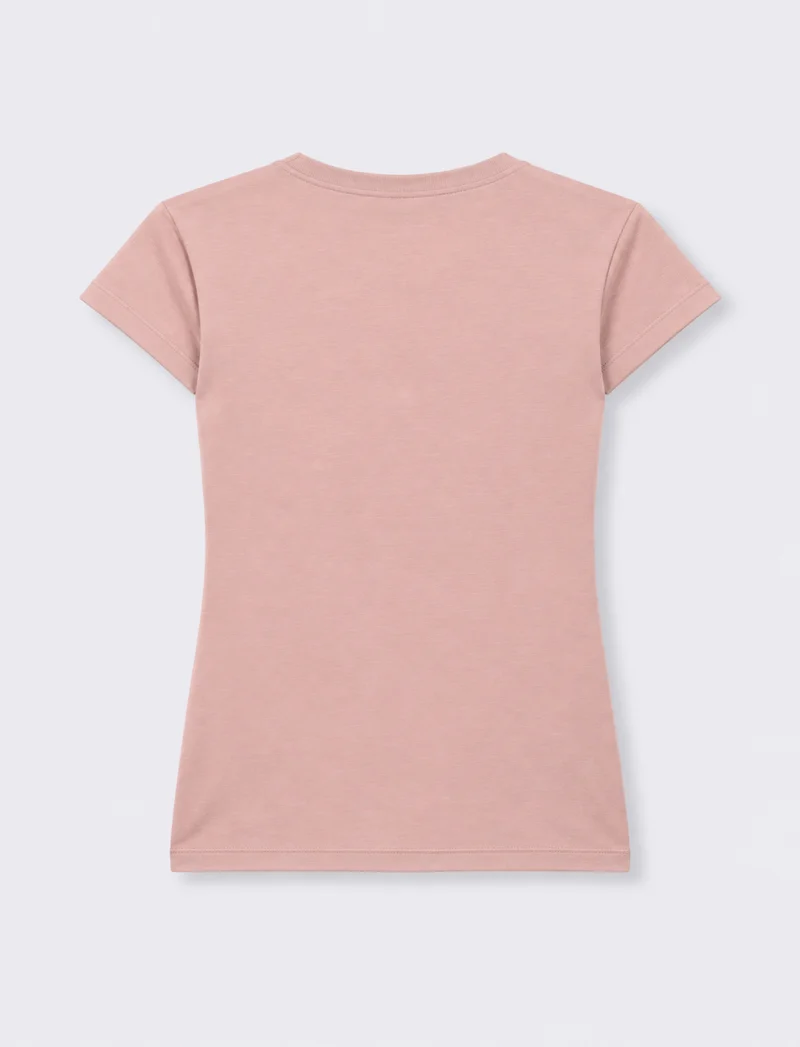 T-shirt paricollo a manica corta - Rosa polvere