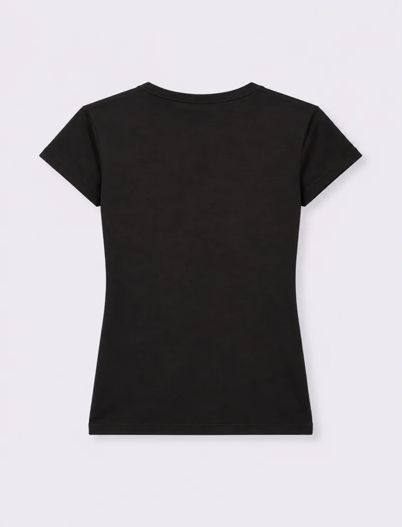 T-shirt paricollo a manica corta - Nero